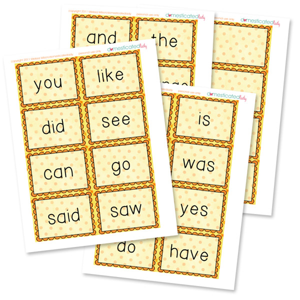 Sight Word Punch Cards Activity