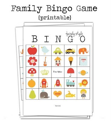 Family Bingo Printable Cards