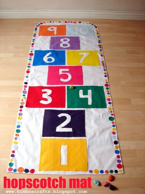 DIY Indoor Hopscotch Mat {No-Sew} 