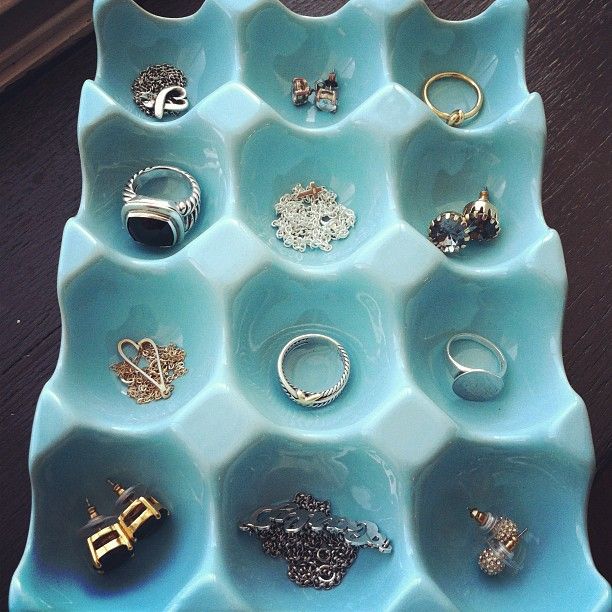 Blue Egg Carton Ring Organizer