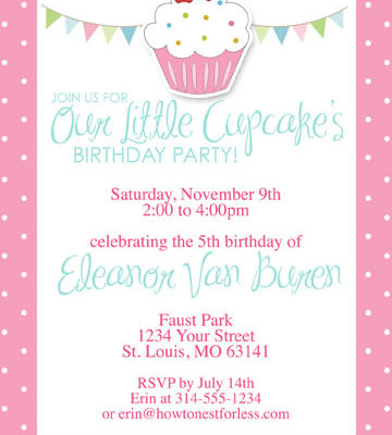 cupcake birthday invite