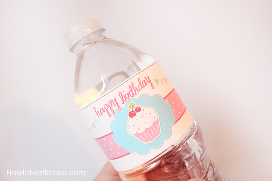 cupcake water bottle label