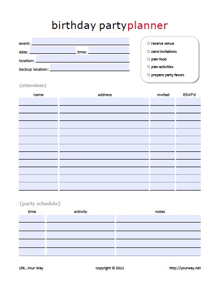 コンプリート！ party planning template excel 162407 Party planning checklist