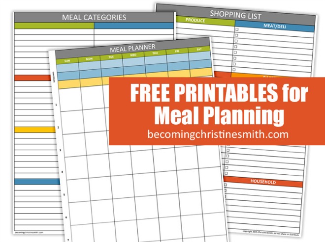 meal planning printables