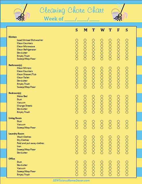 Daily Weekly Cleaning Chore Chart