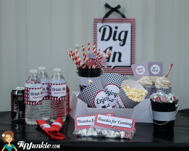 Red black white party decoration ideas 