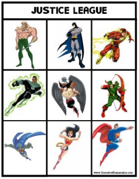 Justice League Bingo Game