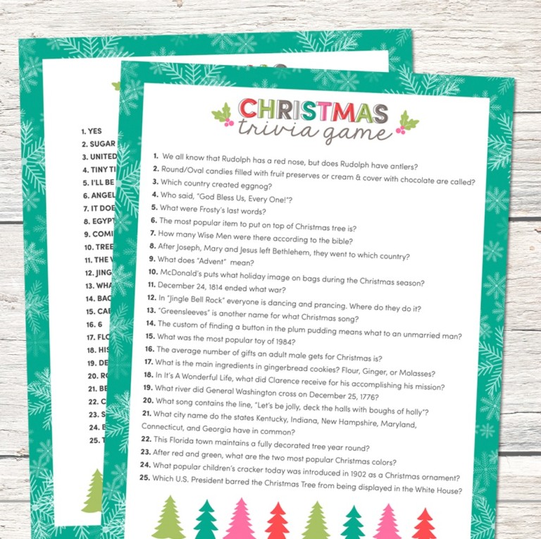 Trivia Free Printable Christmas Game