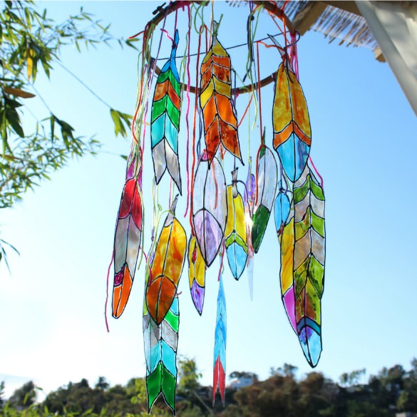 Faux Stained Glass Feathers