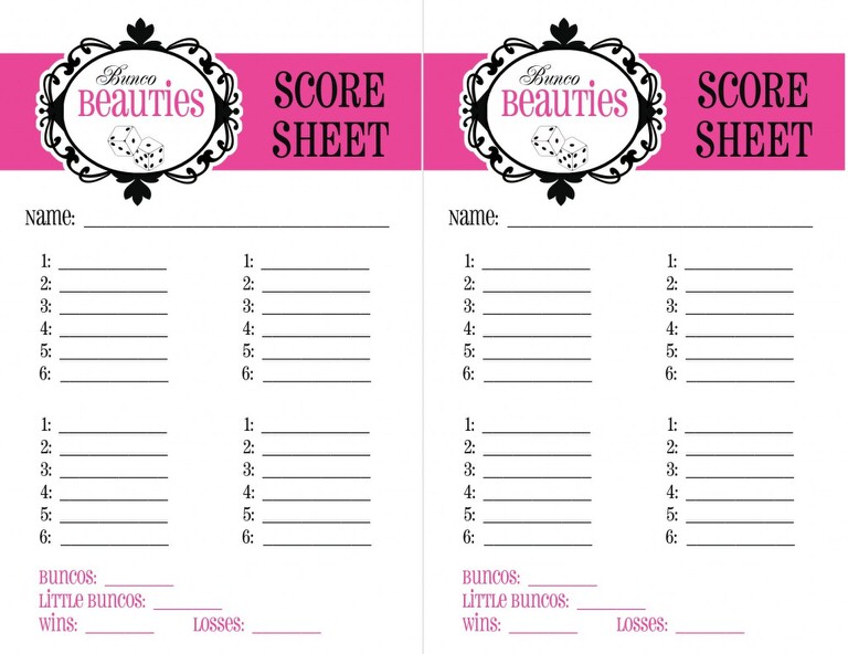Free Printable Bunco Score Sheets