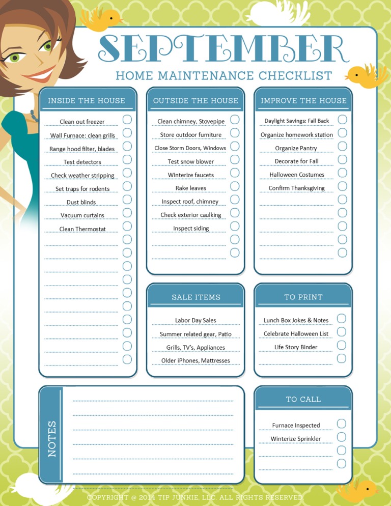 September Maintenance and Home Repair Checklist