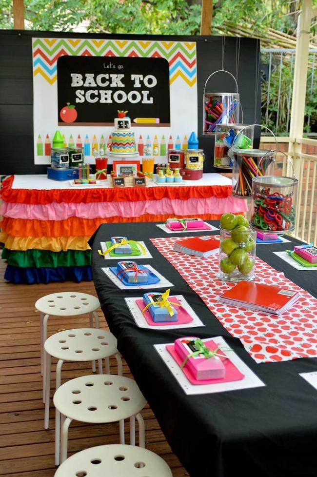 Rainbow Chevron Back to School Party