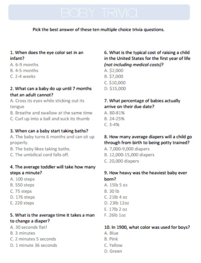Twin Trivia Printable Print This Out And Let All Your Guests Laugh At 