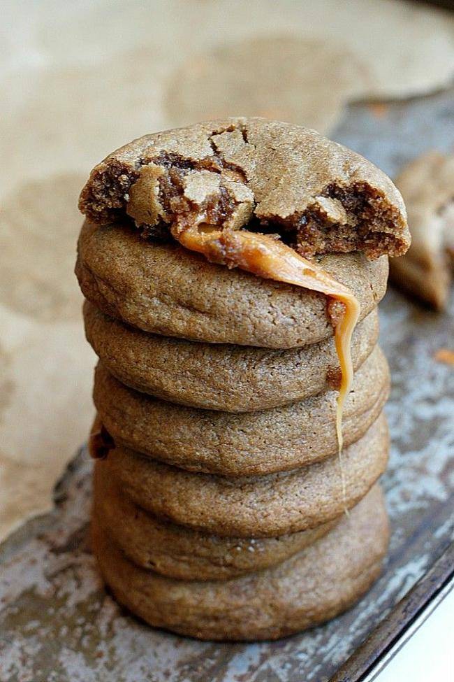 Caramel Stuffed Gingerbread Cookies