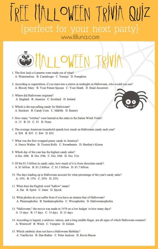 6 Halloween Trivia Worksheets And Games Tip Junkie