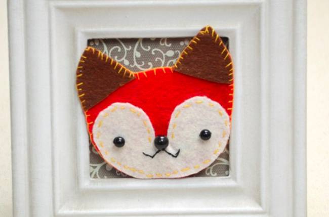 Red Felt Fox Brooch