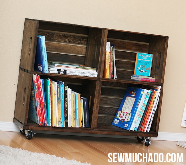 DIY Wood Crate Bookshelf