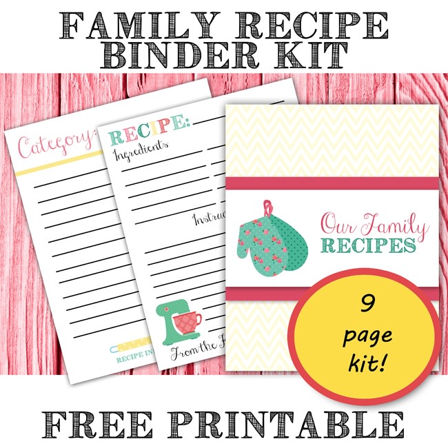 Family Binder Recipe Kit {free printables}