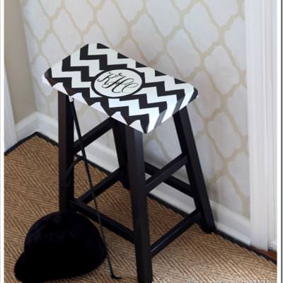 DIY Monogramed Chevron Stool {Ottomans & Stools}