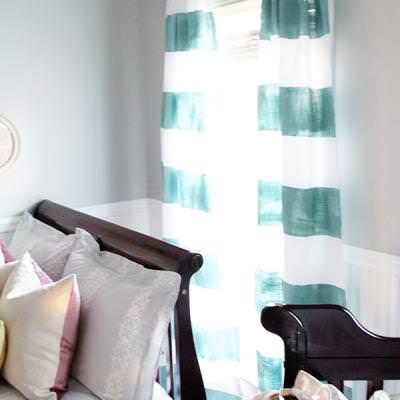 DIY Painted Stripe Curtains {Window Coverings}