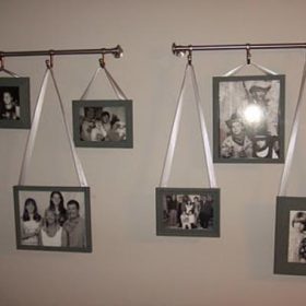 Hanging Pictures with Ribbon {Photo Wall}