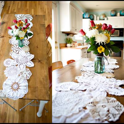 How to Make a Doily Table Runner {table runner}
