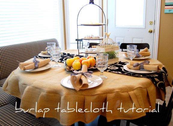 How to Make a Ruffled Burlap Tablecloth {table}