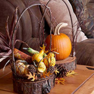 Wood Basket Fall Display {Basket & Trays}