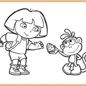 Dora & Boots Egg Coloring Page