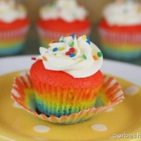 Rainbow Cupcakes {Birthday Cake Recipe}