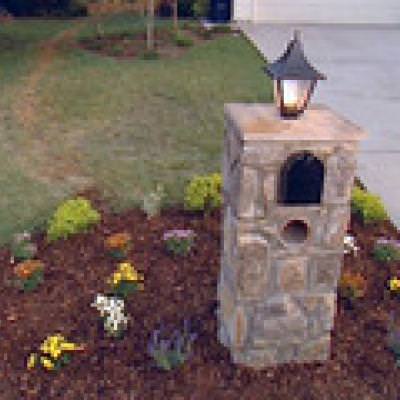 DIY Lighted Stone Mailbox
