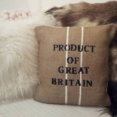 Painted Hessian Grain Sack Cushion {Personalized Gifts}