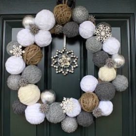 Snowball Yarn Wreath