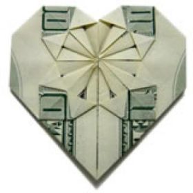 Decorative Money Origami Heart {Instructions For Origami}