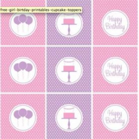 FREE Pink and Purple (Girl) Birthday Printables