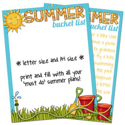 Summer Bucket List printable