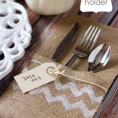 Burlap Utensil Holder {Thanksgiving Craft Projects}