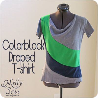 Colorblock Draped T-Shirt {Knit Fabric}
