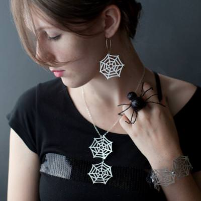 DIY Paper Spider Web Jewelry {spider web craft}