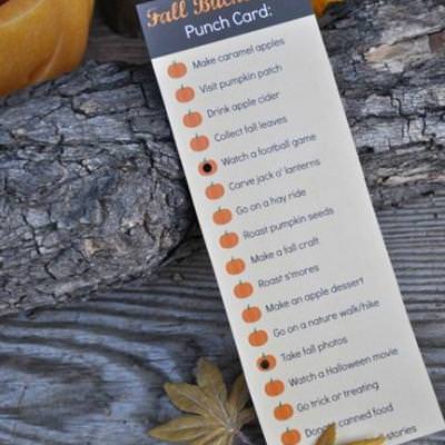 Free Fall Bucket List Punch Card {activity}