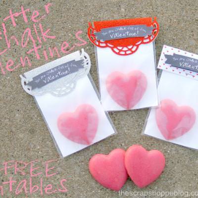 Homemade Glitter Chalk for Valentines {Home Made Valentines}