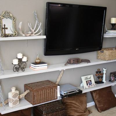 Media Room Shelves DIY {Shelving & Storage}