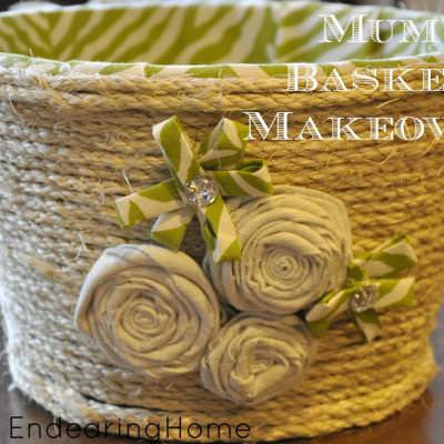 Mum Basket Burlap Makeover {Baskets & Trays}