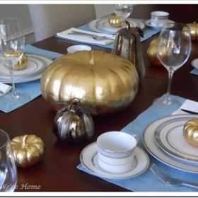 Painted Pumpkins Thanksgiving Tablescape {Thanksgiving Table Ideas}