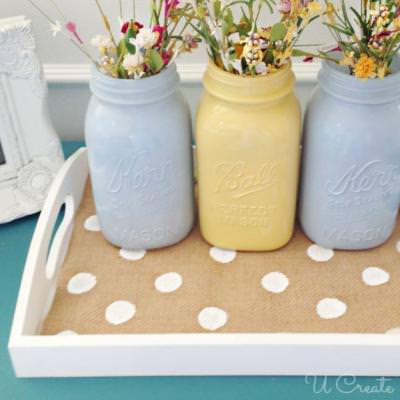 Polka Dot Burlap Tray {Trays}